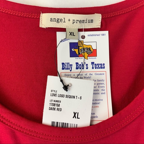 New BILLY BOB’S Texas Love Sequin Tee T-Shirt XL Bling - Picture 7 of 11